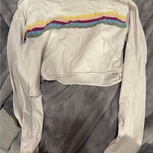 Rue21 White Crop Top with Multicolor Stripes